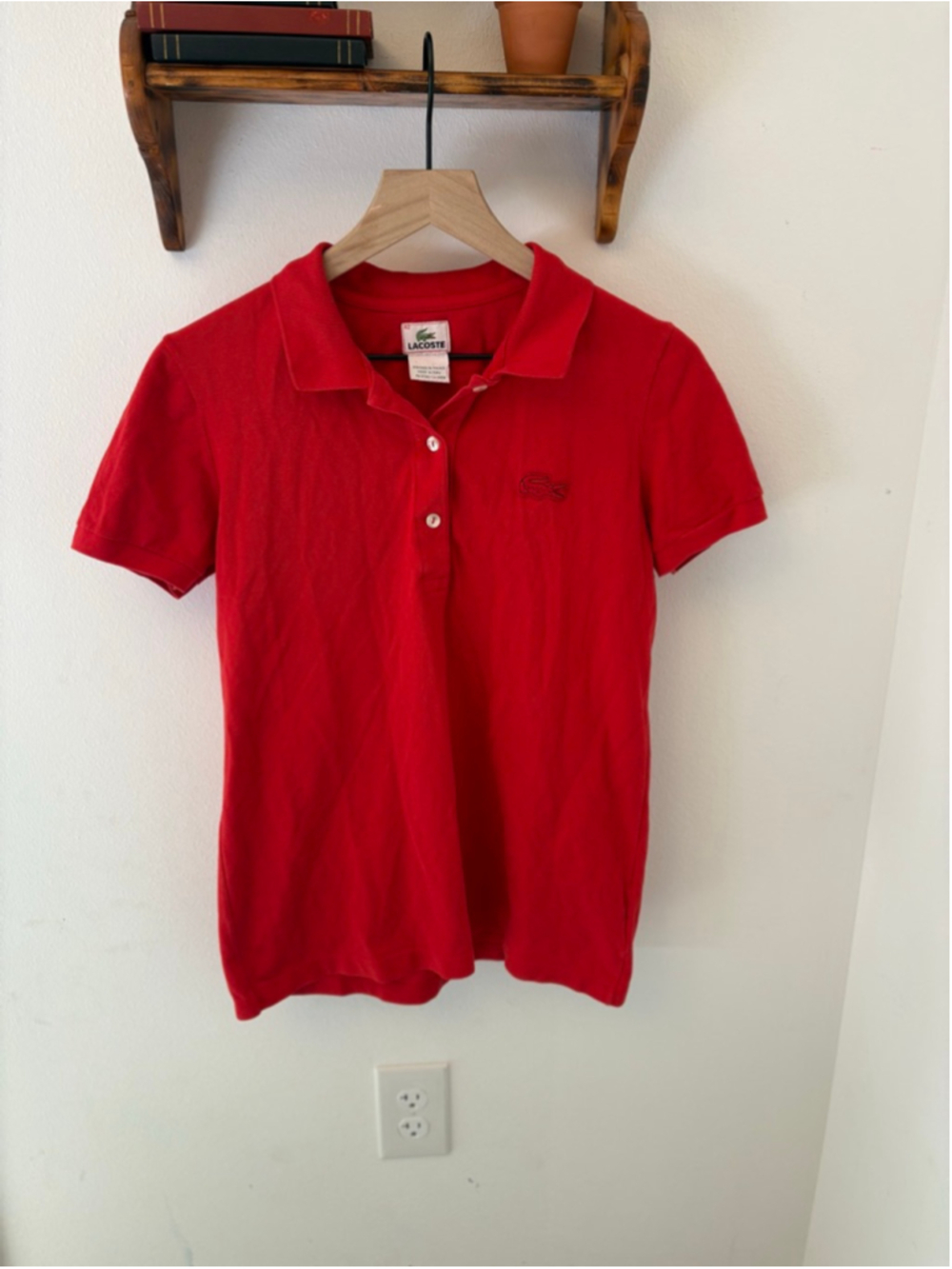 Lacoste Y2K Red Short Sleeve Polo Shirt Size L